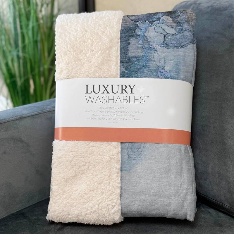 Premium Machine Washable Abstract Contemporary Sherpa Throw Blanket