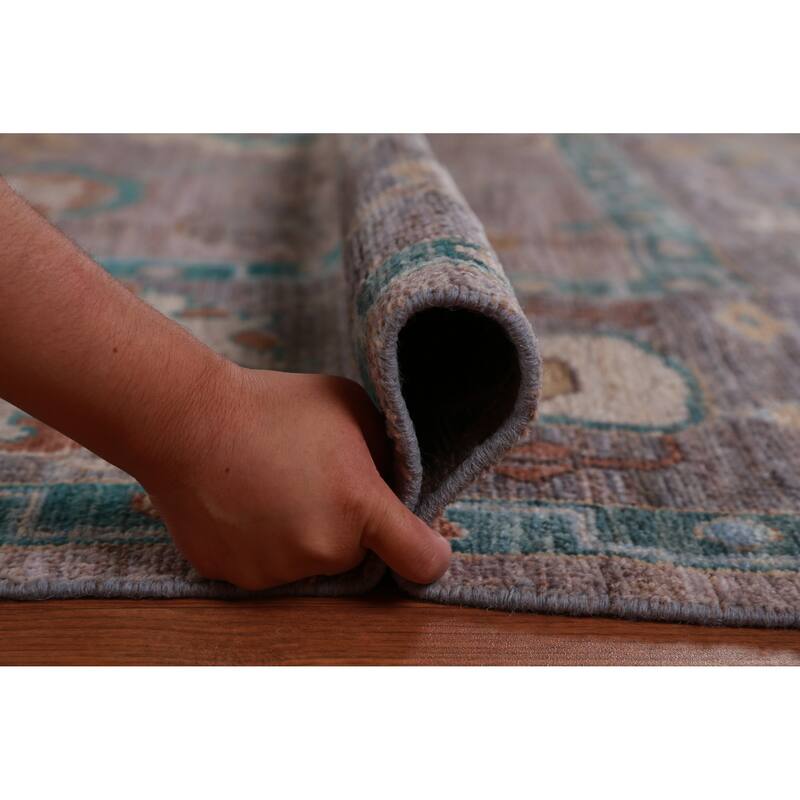 Hand Knotted Oriental 100% Wool Carpet Transitional All-Over Purples Oushak Area Rug - 11' 9'' X 9' 4''