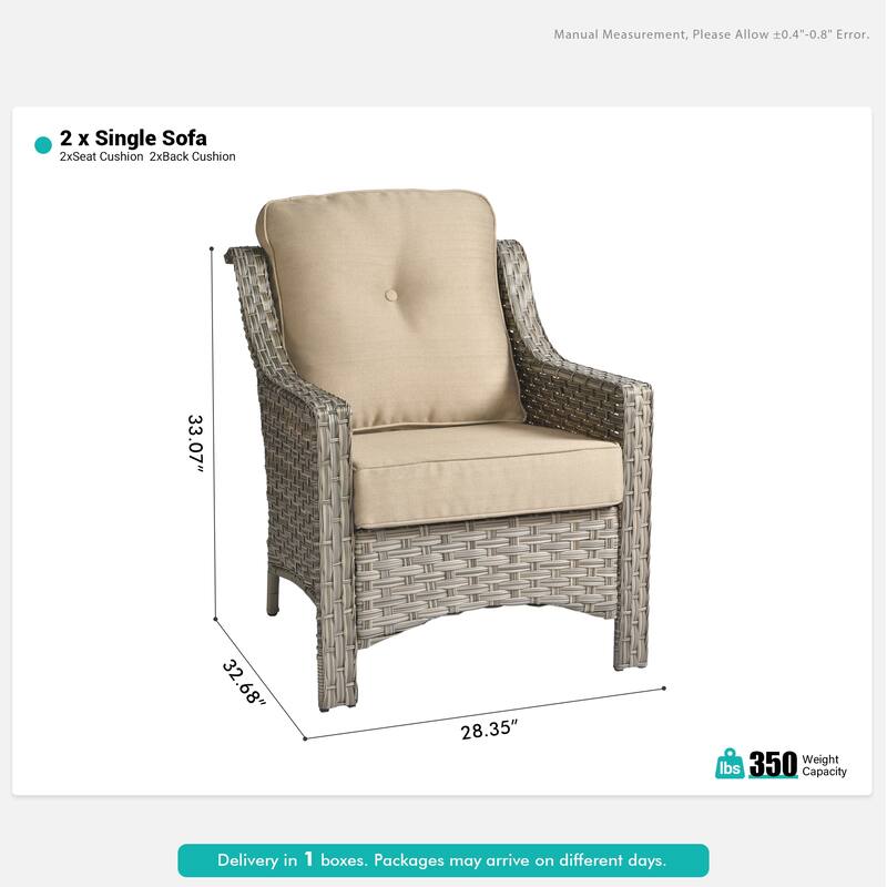 XIZZI 2-Piece Outdoor Furniture Patio Wicker Chairs Set