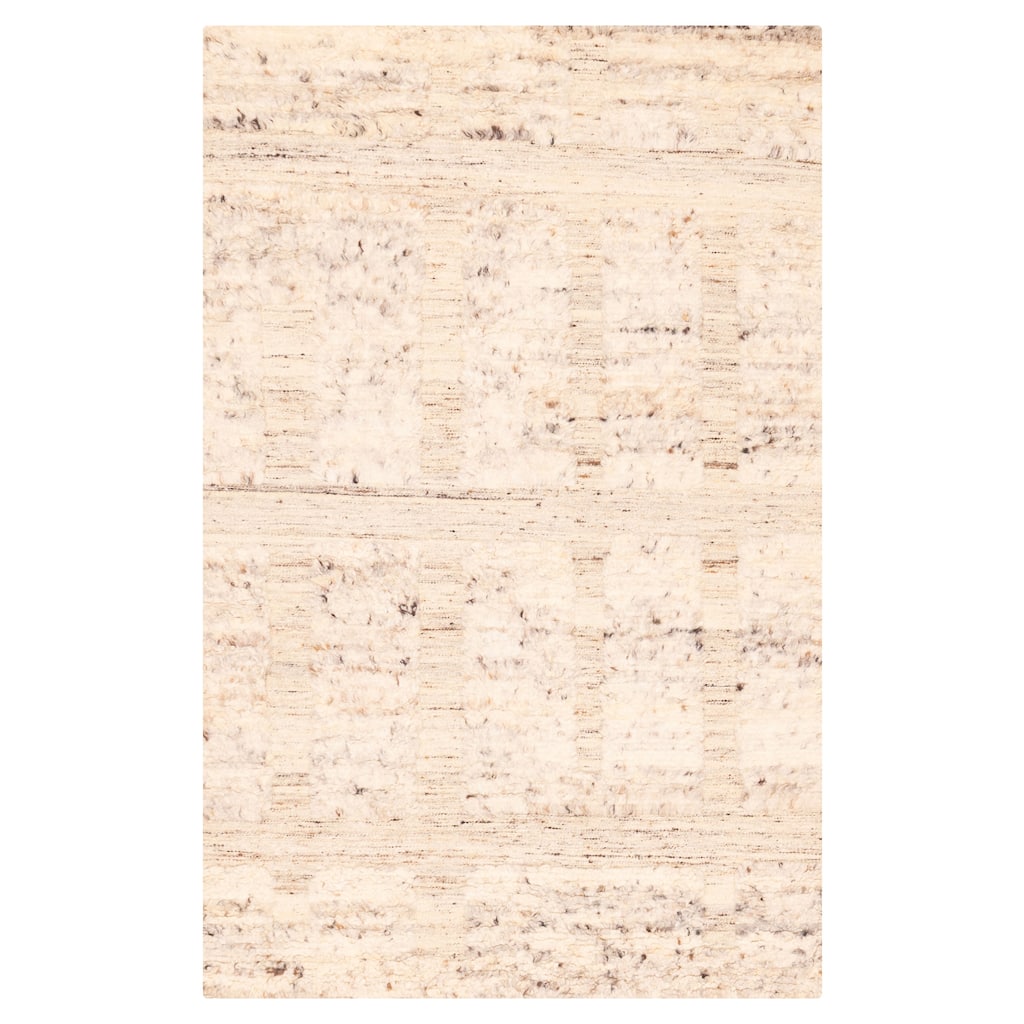 ECARPETGALLERY Hand-knotted Tangier Cream Wool Rug - 5'1 x 8'0