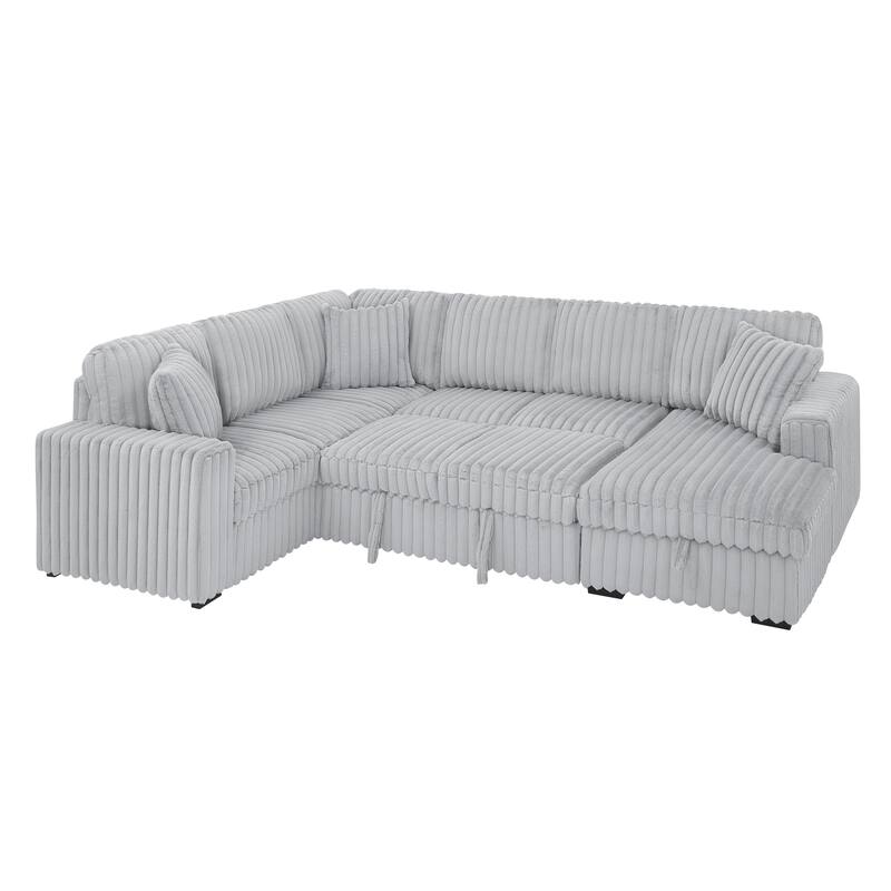 Roomfitters 122 Inch Pull Out Couch, Plush Fabric Sofa Bed, Comfy Upholstered, Oversized U Shape Sectional Sleeper Sofa Bed