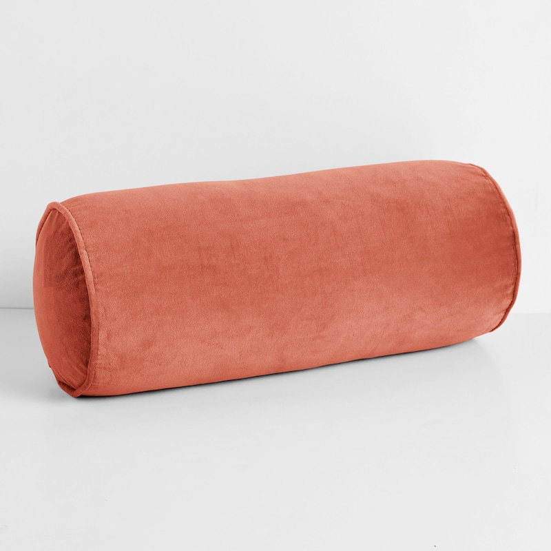 Sorra Home Solid Velvet Indoor Corded Bolster Pillow Single