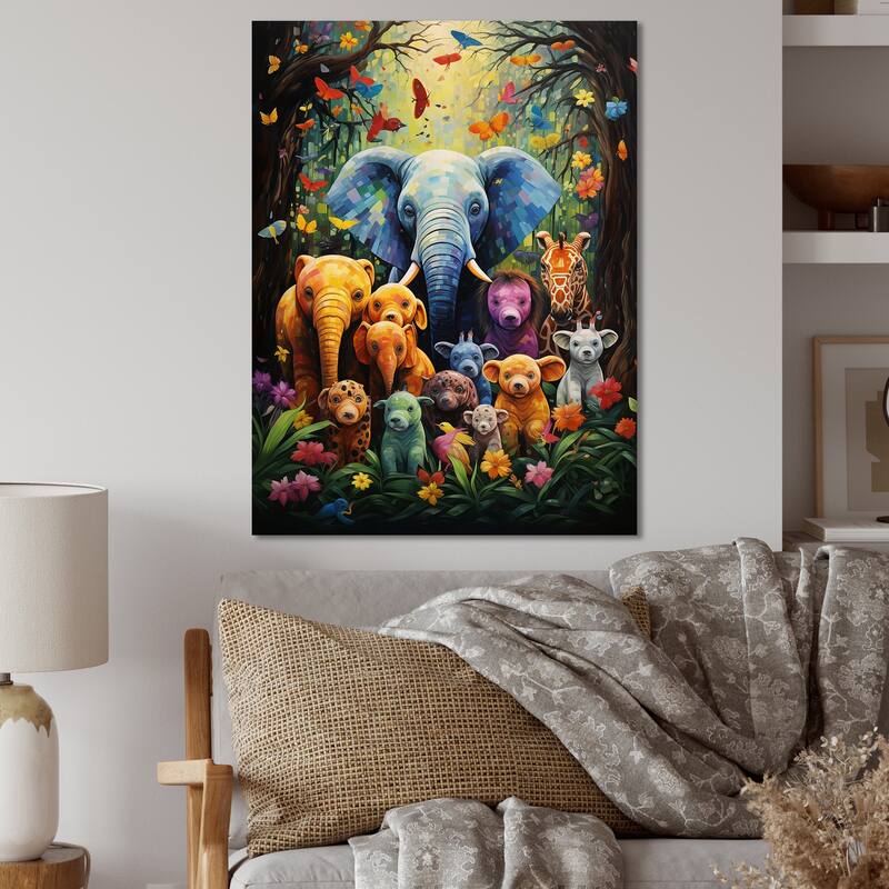 Designart "Blue Animal Playground Nursery I" Animal Nursery'S Metal Wall Art - Blue Metal Art Nursery Metal Art Work