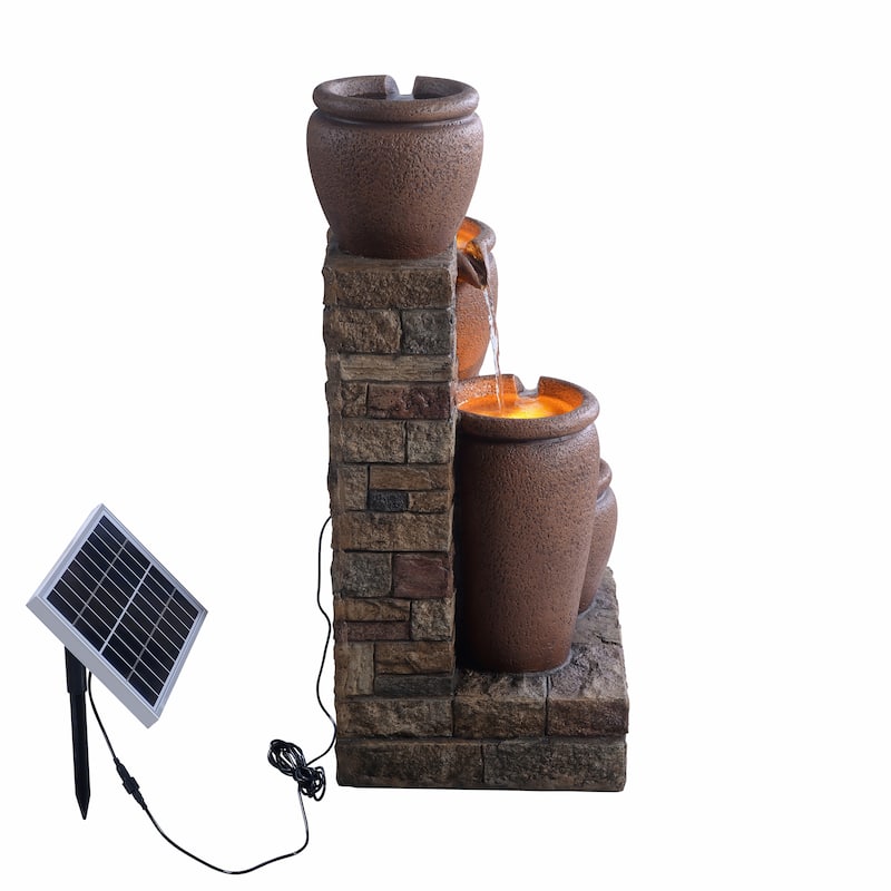 Teamson Home 30.71" 4-Tier Solar-Powered Outdoor Water Fountain