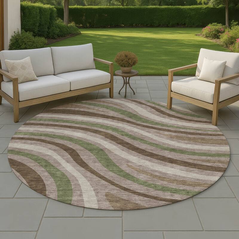 Machine Washable Indoor/ Outdoor Traditional Mimi Chantille Rug - Chocolate - 8' x 8'