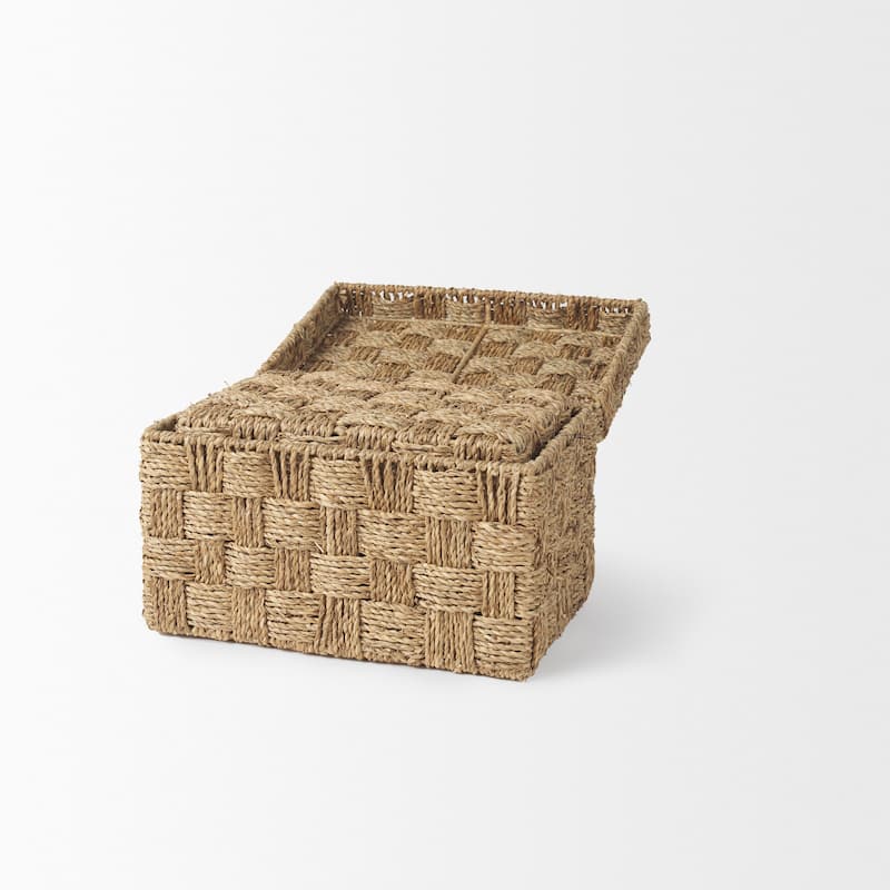 Hanalei Brown Seagrass Boxes w/ Lids (Set of 2)