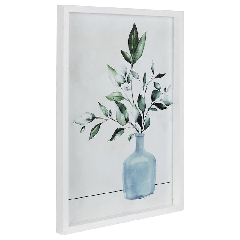 Greenery with Vase Wooden Framed Wall Art - 15.5" x 12"