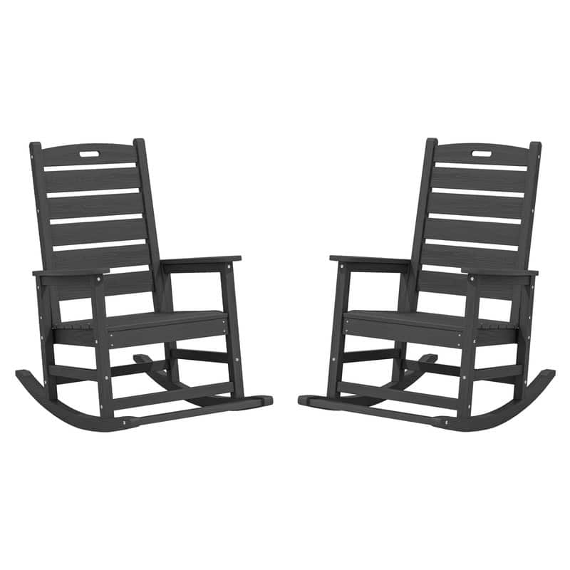 Wide Back PE Rocking Chair with Footrest – 30° Recline, Easy Assembly
