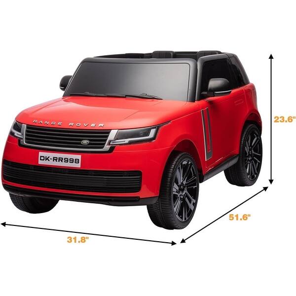 dimension image slide 0 of 4, 2 Seater Battery Operated 24V Electric Truck Vehicle Licensed Land Rover with Spring Suspension