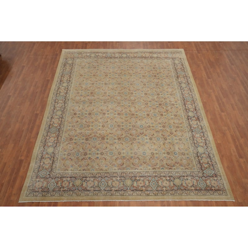 Hand Knotted Oriental 100% Wool Carpet Traditional All-Over Brown Sultanabad Area Rug - 12' 8'' X 9' 10''