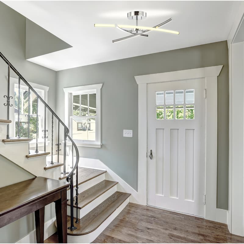 Orion Modern Metal Integrated LED Semi Flush Mount, by JONATHAN Y