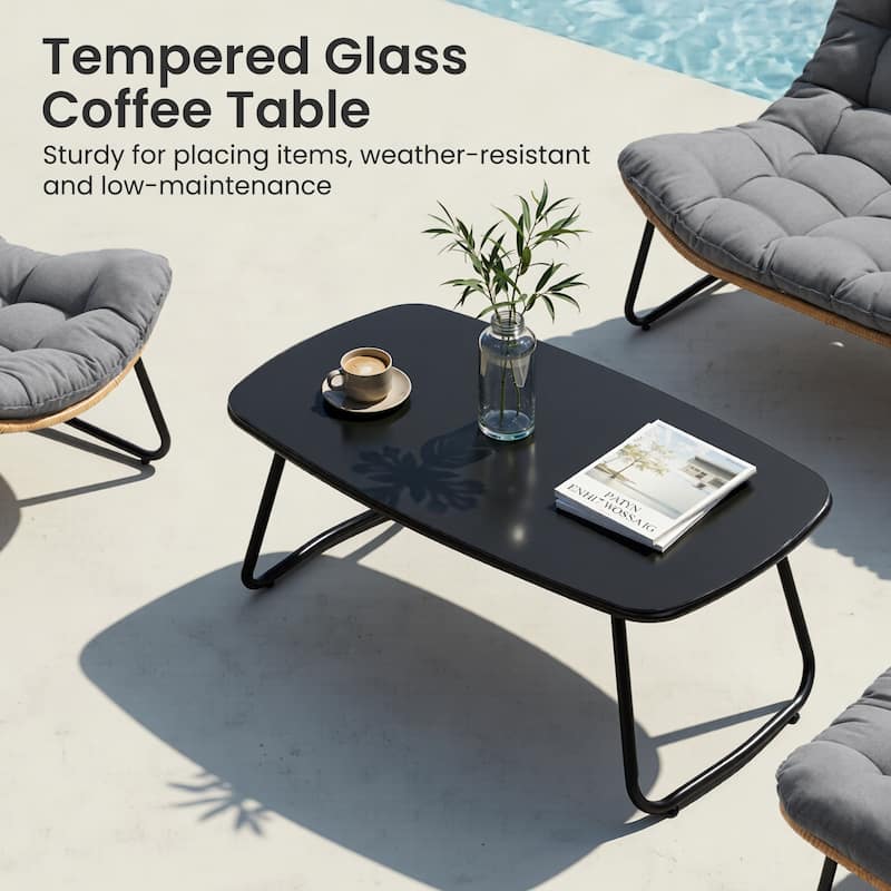 Double Papasan Chair Loveseat with Cushion, All-weather PE Rattan and Metal Frame for Indoor Outdoor