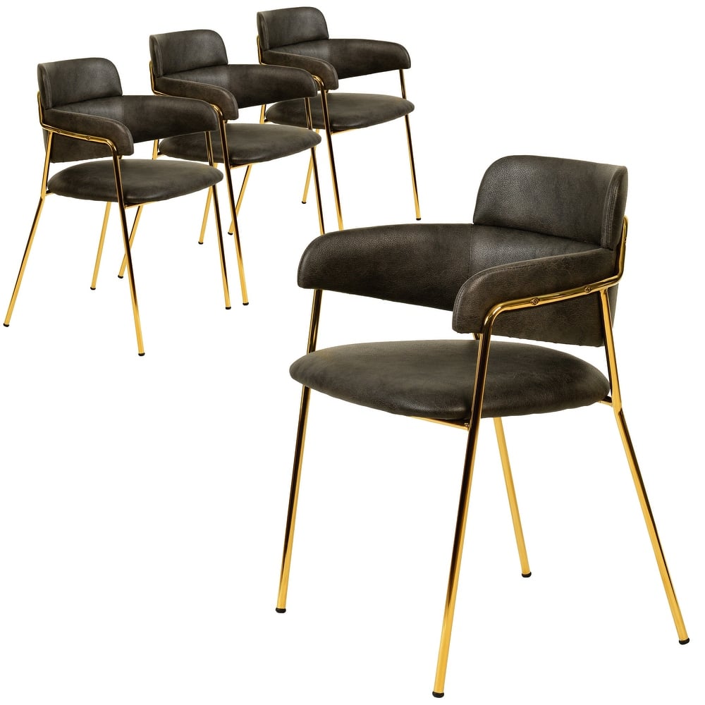 Axis Modern Luxury Dining Chairs (Set of 4) with High-Gloss Gold Stainless Steel Legs & Premium Upholstery