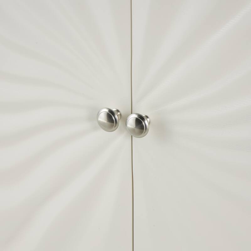 Wooden 2 Door Cabinet with Silver Knobs and Legs - White - Roche River Decor