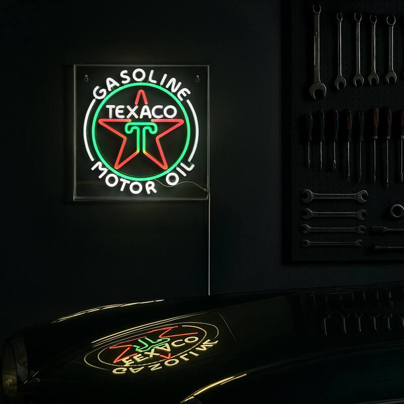 Licensed Texaco Gasoline Motor Oil Acrylic LED Wall Decor Sign - 16" x 16" - 16" x 16"
