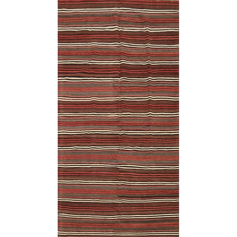 Hand Woven Oriental 100% Wool Carpet Southwestern Geometric Multi-Colored Kilim Area Rug - 10' 0'' X 4' 9''
