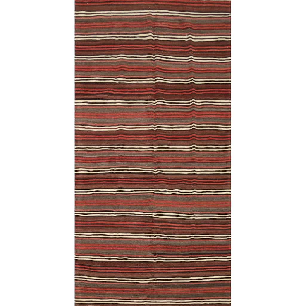 Hand Woven Oriental 100% Wool Carpet Southwestern Geometric Multi-Colored Kilim Area Rug - 10' 0'' X 4' 9''