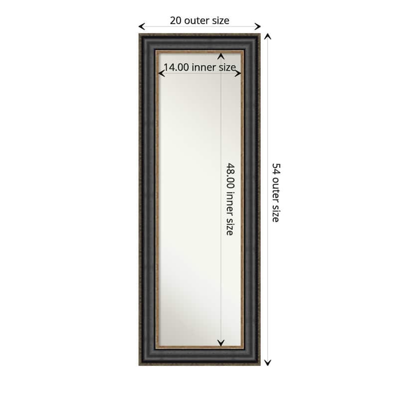 Non-Beveled Full Length On The Door Mirror - Thomas Frame - Thomas Black Bronze - Outer Size: 20 x 54 in