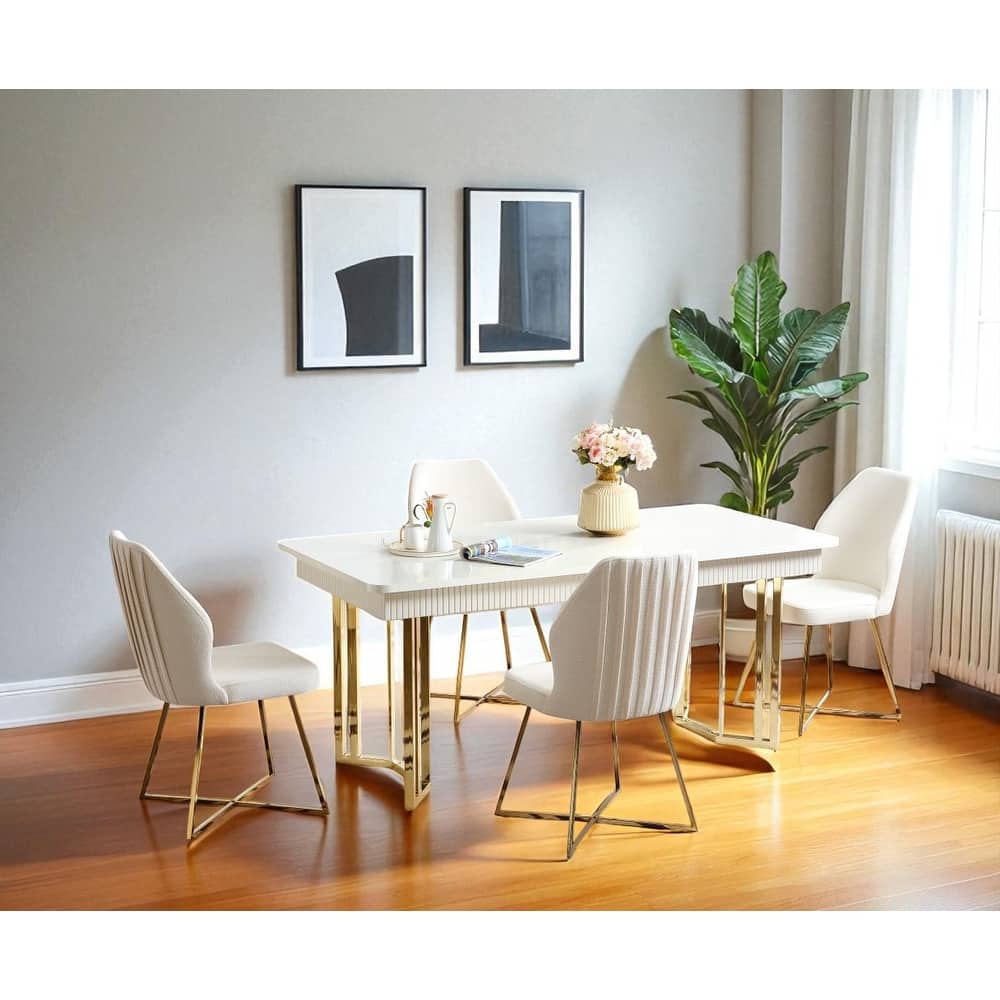 Genoa Rectangular Dining Table And Slat Back Dining Chair Set