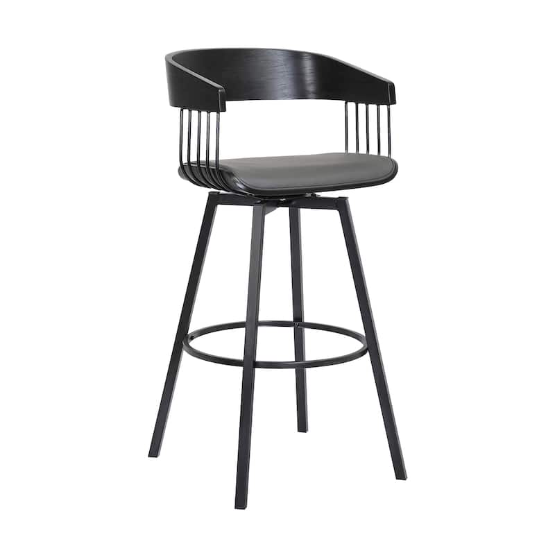 Athena Wood and Metal Upholstered Bar or Counter Swivel Stool