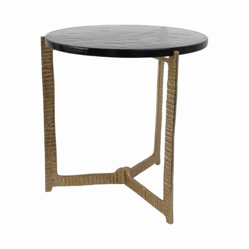 Side Table - Glass Top on Textured Metal Base, 22"