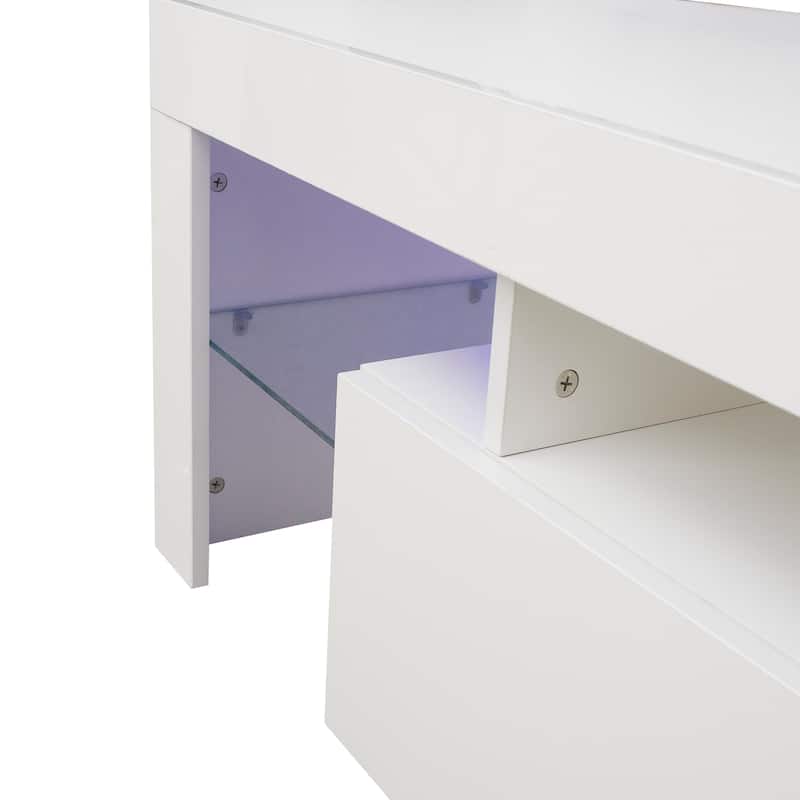 62.99" TV Stand with LED Lights, Two Drawers and Open Shelves for TVs Up to 60"
