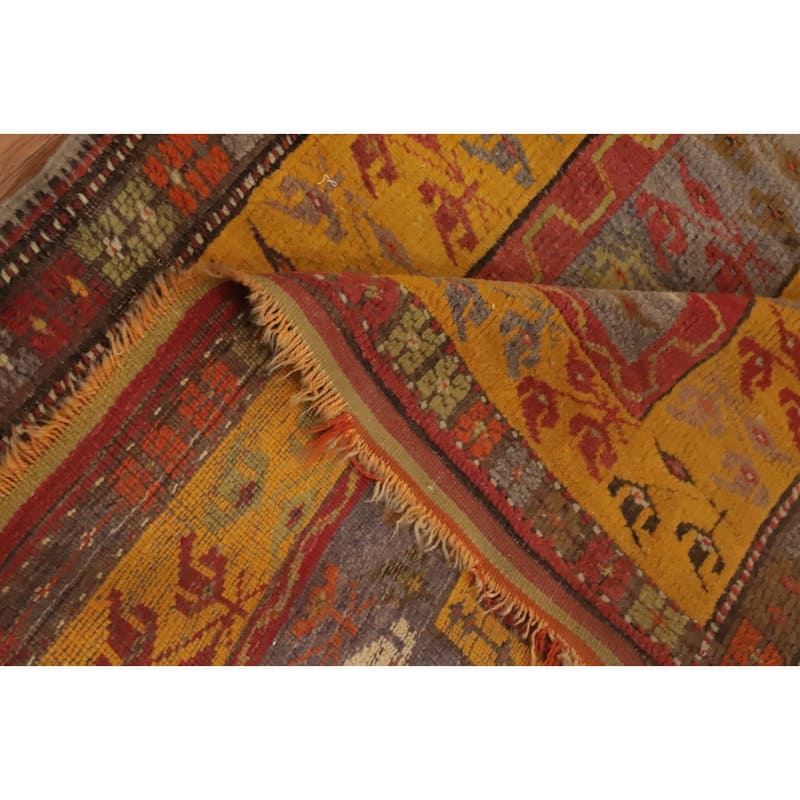 Hand Knotted Oriental 100% Wool Carpet Transitional Tribal Oranges & Rust Anatolian Area Rug - 5' 2'' X 3' 8''