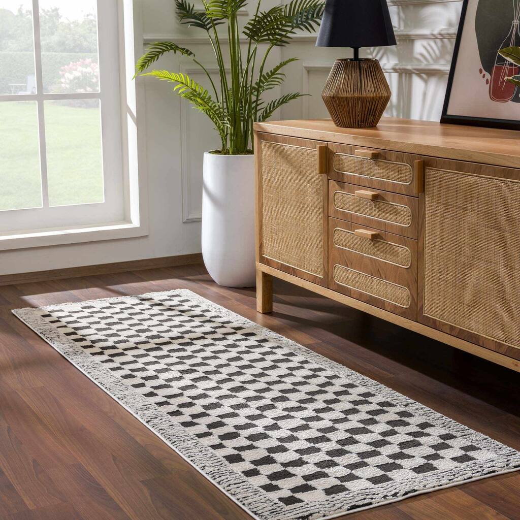 Hauteloom Leryn Hallway, Kitchen Runner Rug - High Pile - Off White - 2'8" x 7'3"