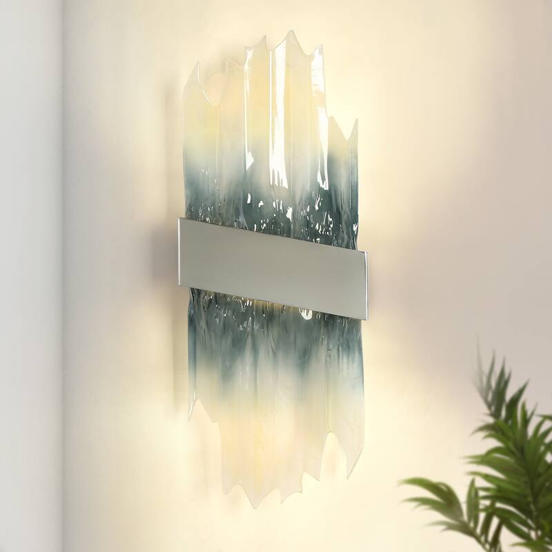 Modern LED Chrome Art Deco Wall Sconce Dimmable Bathroom Vanity Light - W 8.6" x L 22.2" x H 3.9"