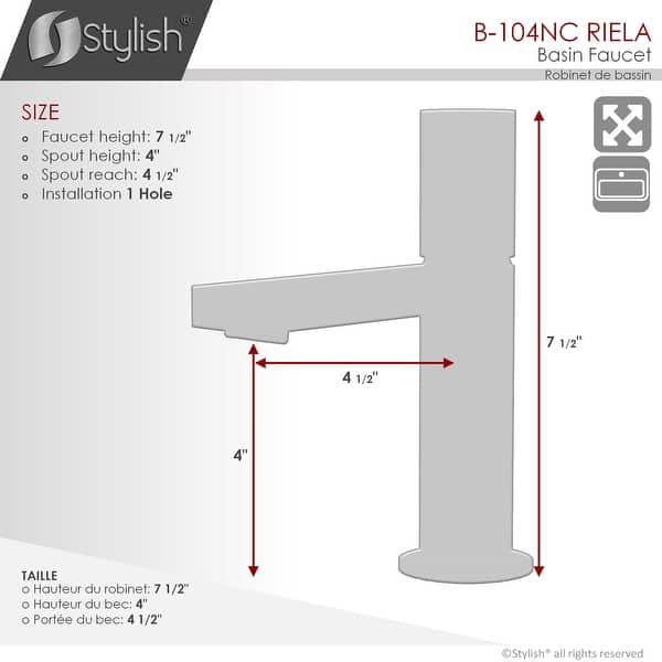 dimension image slide 0 of 2, STYLISH Single-Handle Vessel Bathroom-Faucet B-104