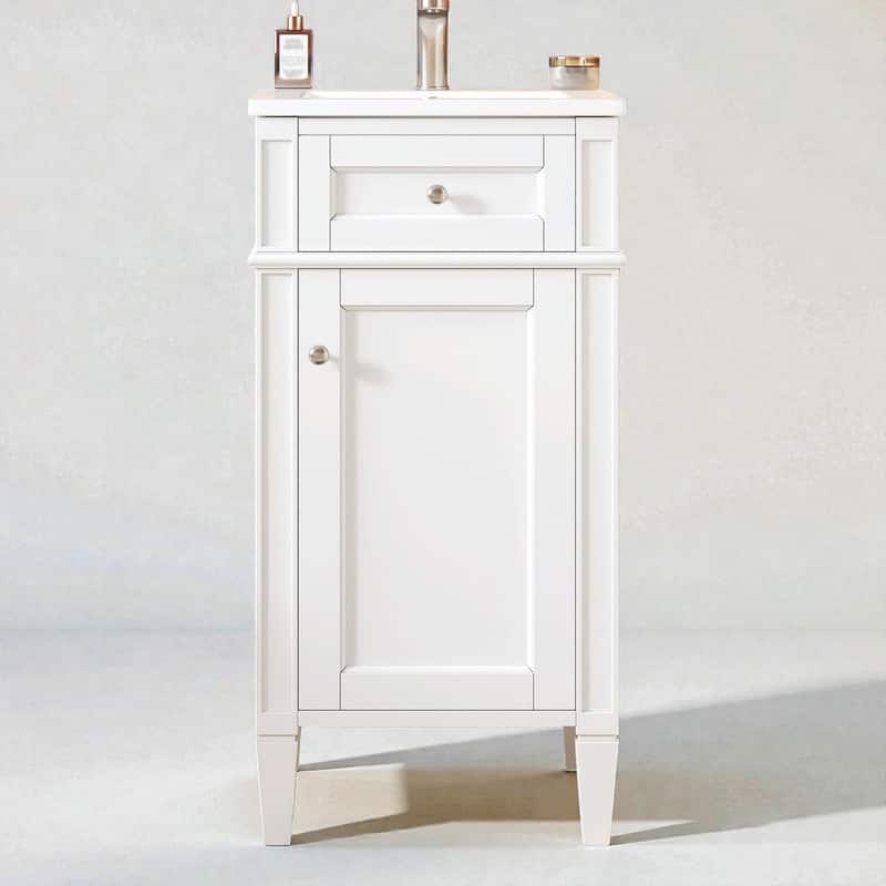 16" Bathroom Vanity with Ceramic Sink, Soft-Close Door & Adjustable Shelf