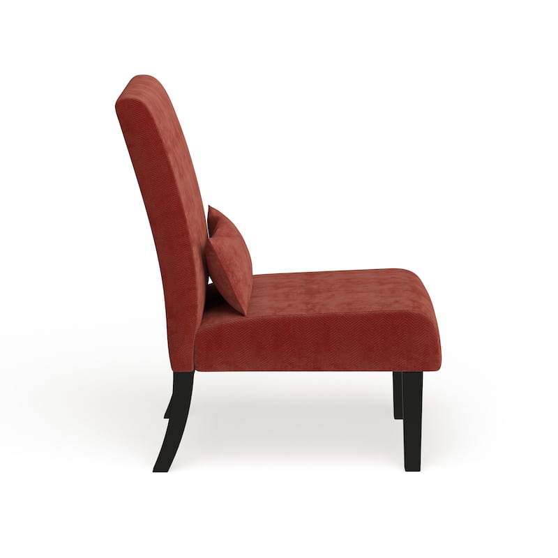 Porch & Den Vista Armless Chenille Accent Chair w/ Kidney Pillow