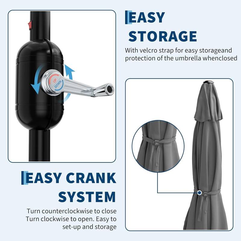 9FT Half Patio Umbrella with Smooth Crank Lift, Shade Canopy for Patio, Backyard, Garden (No Base)