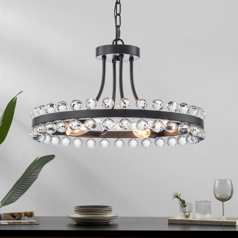 Starsky 4/9-Light Candle Style Wagon Wheel Chandelier - Black - 4-Light