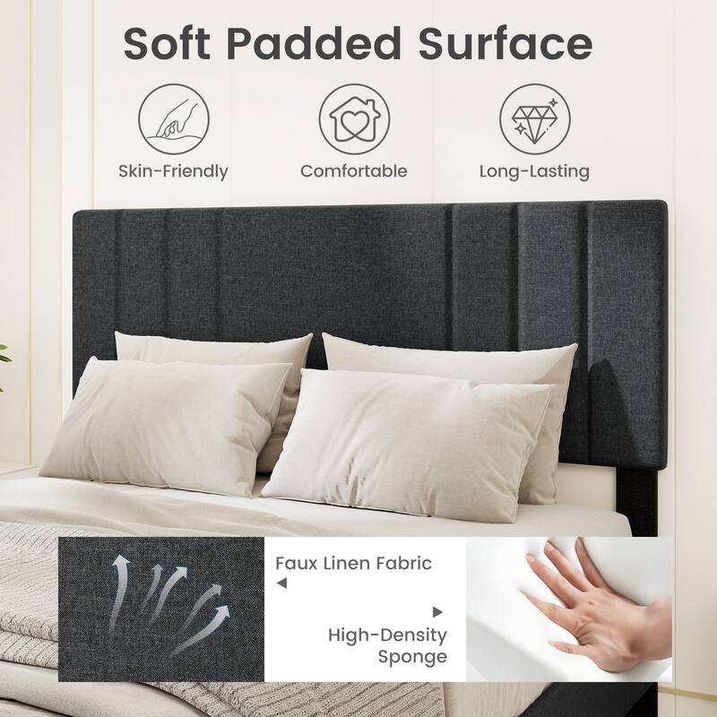 Gymax Twin / Full / Queen Size Bed Frame w/ Vertical Channel Tufted