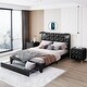 preview thumbnail 37 of 71, Velvet Storage Platform Bed with Wireless Chargers and Drawer Black(Queen bed+Two Nightstands)