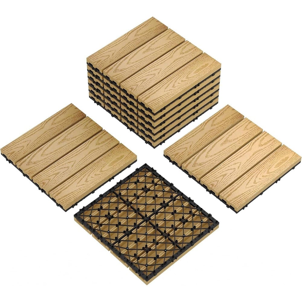 9-Pack 12"X12" Waterproof Interlocking Patio Flooring Composite Deck Tiles for Indoor & Outdoor Use