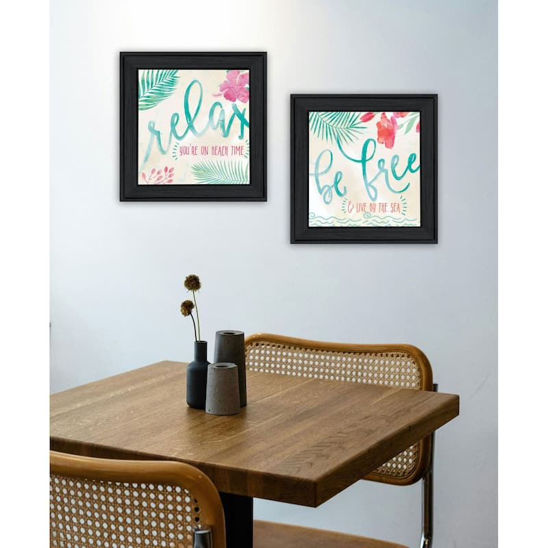 Trendy Decor 4U "Be Free Live By The Sea" Printed Framed Wall Art by Mollie B.