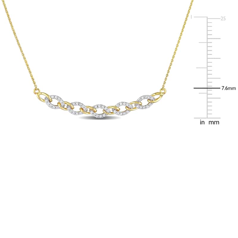Miadora 1/6ct TDW Diamond Oval Link Necklace in 10k Yellow Gold
