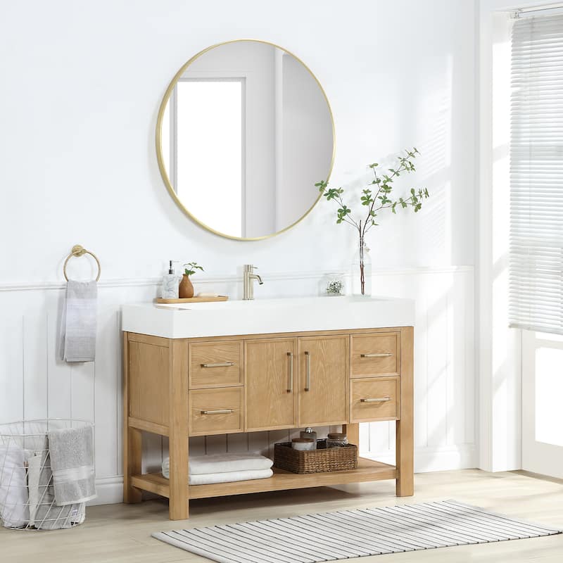 Vera Bath Vanity with Integrated Stone Sink Top and Mirror