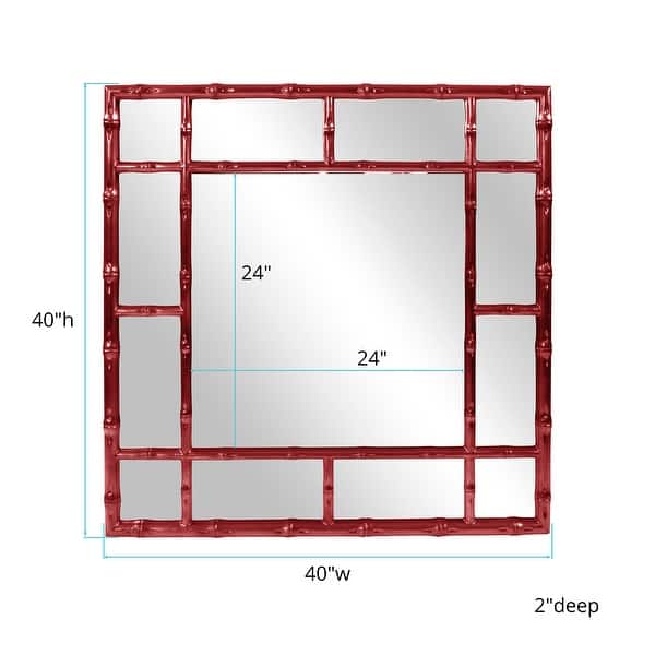 dimension image slide 3 of 8, Allan Andrews Square Bamboo Framed Wall Mirror - 40" x 40"