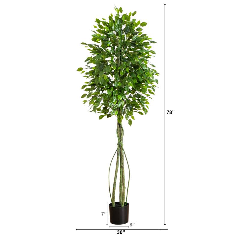 6.5-ft UV Resistant Artificial Ficus Tree (Indoor/Outdoor) - Green