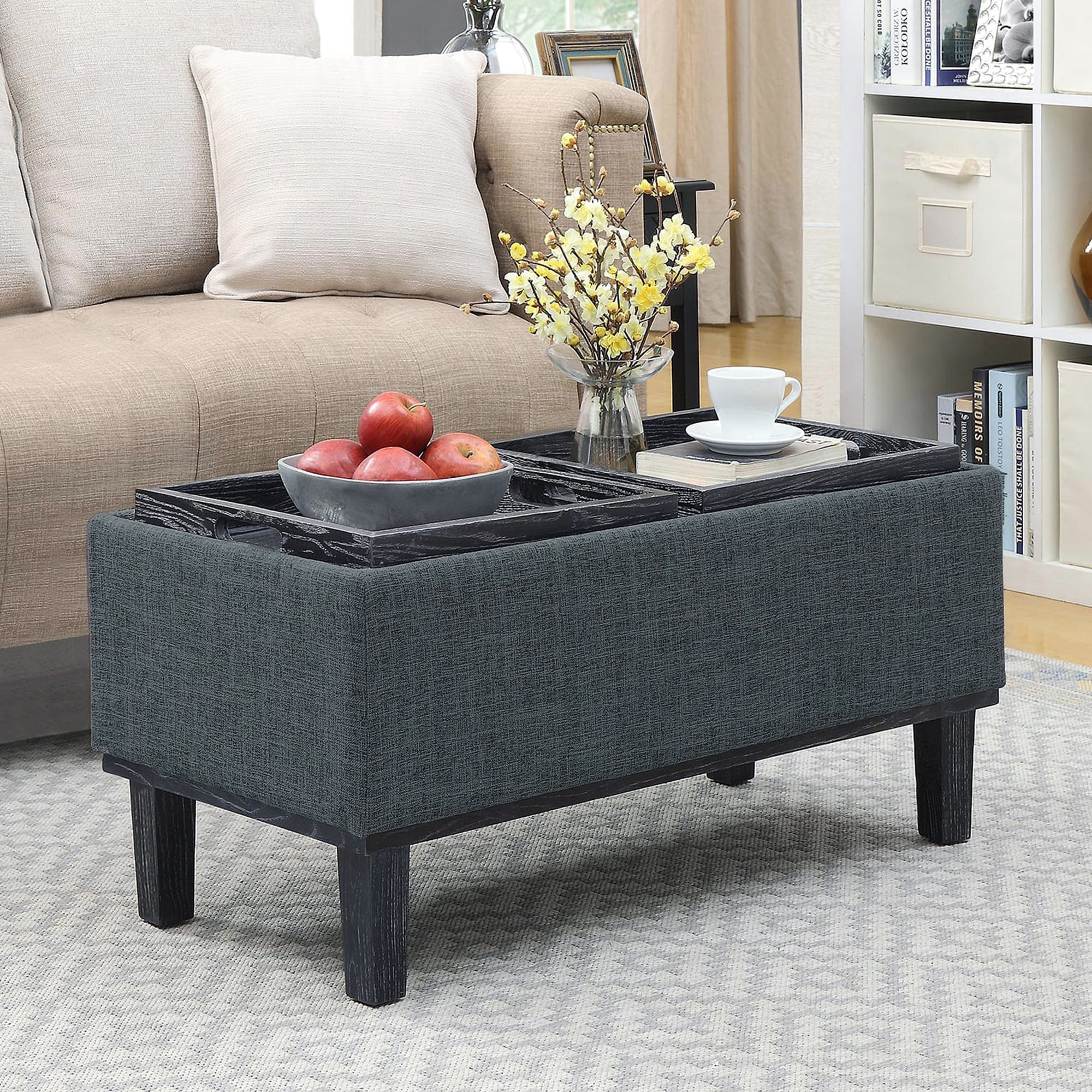 Convenience Concepts Designs4Comfort Brentwood Storage Ottoman with Reversible Trays