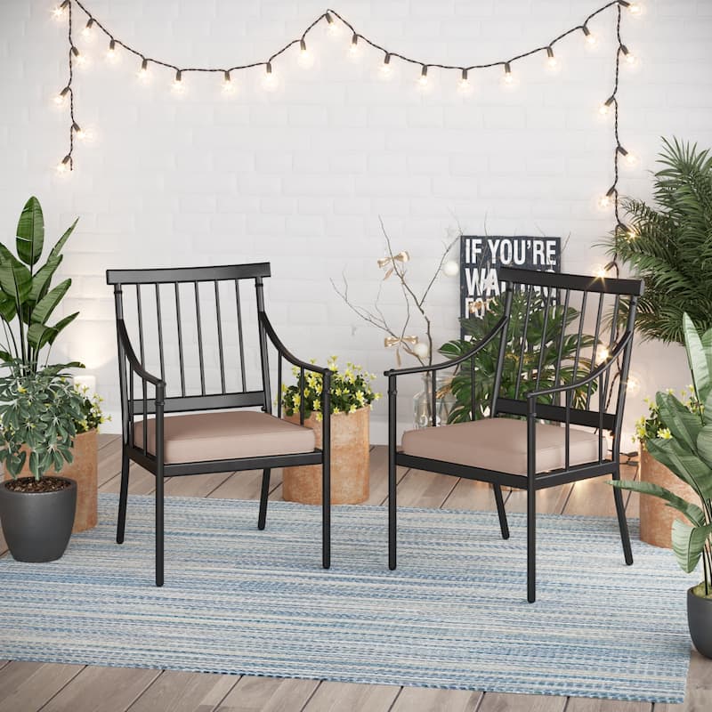 MAISON ARTS Set of 2 Patio Dining Chairs Deep-Seating with Movable Cushions - Fixed Chairs