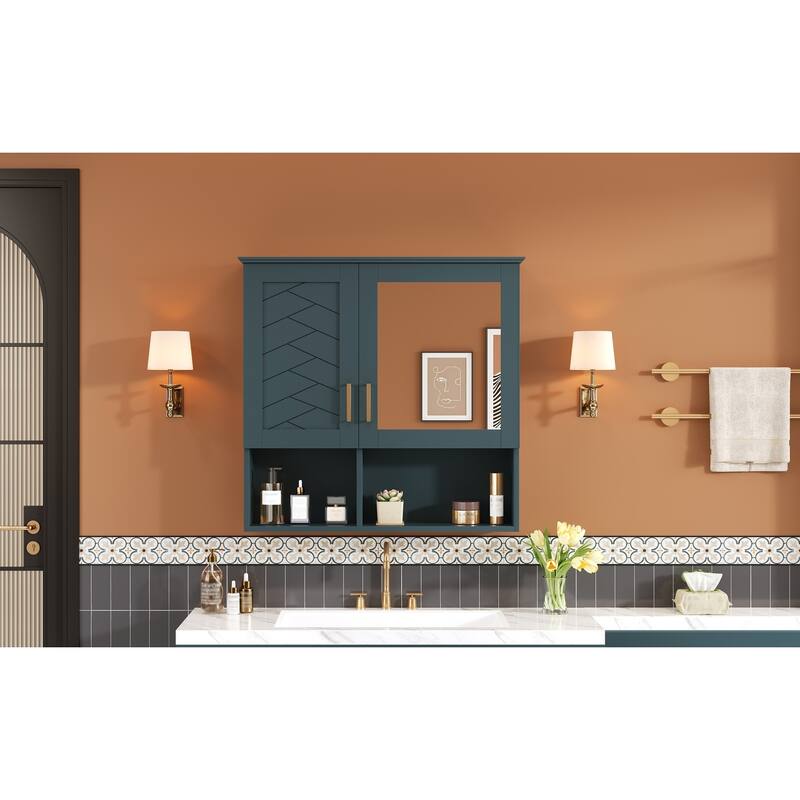 2-in-1 Bathroom Mirror Cabinet, 30 inch Wall Mounted Medicine Cabinet with Adjustable Shelves & Soft Close Doors