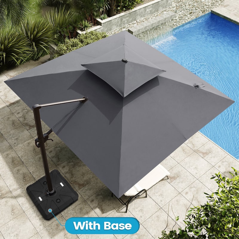 11 x 11 FT Outdoor 360 Degrees Rotation Patio Cantilever Umbrella with Base