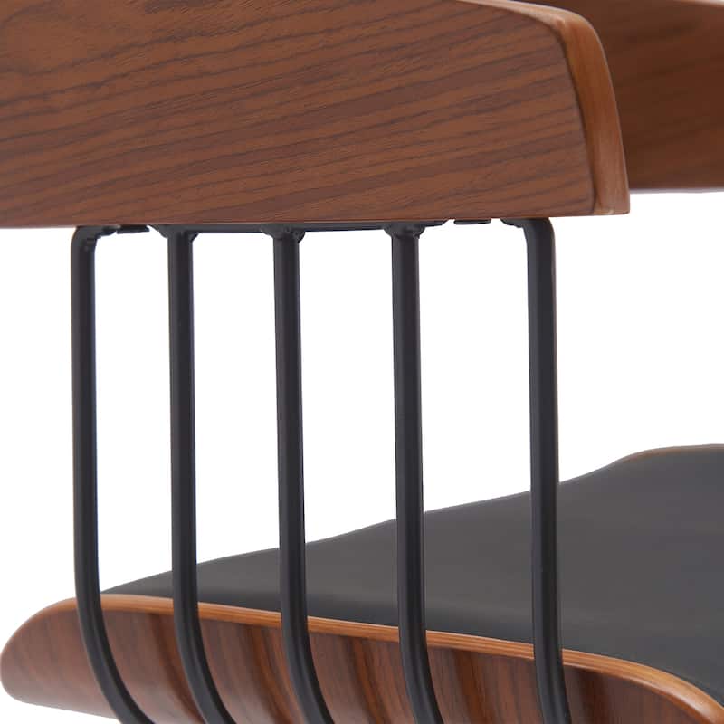 Athena Wood and Metal Upholstered Bar or Counter Swivel Stool