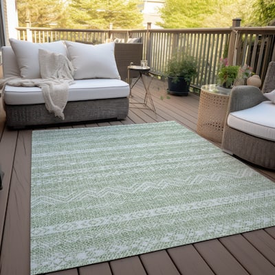 Machine Washable Indoor/ Outdoor Chantille Boho Stripes Rug