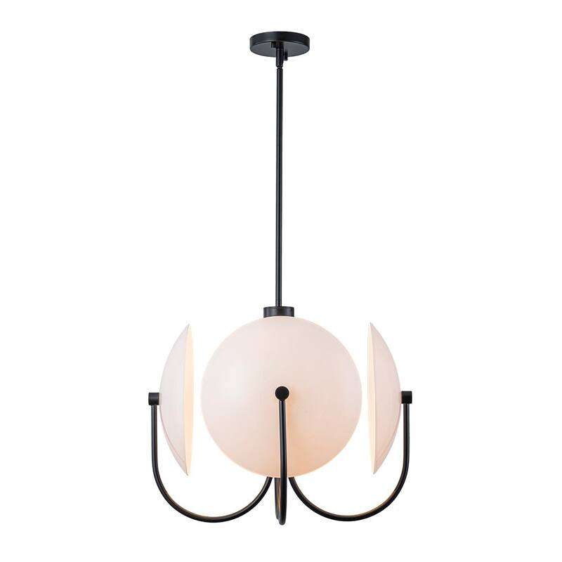 Designer 4-Light White Glass Disc Sphere Sputnik Chandelier 20in