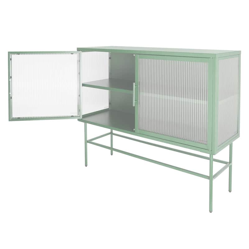 Console Table With 2 Fluted Glass Doors